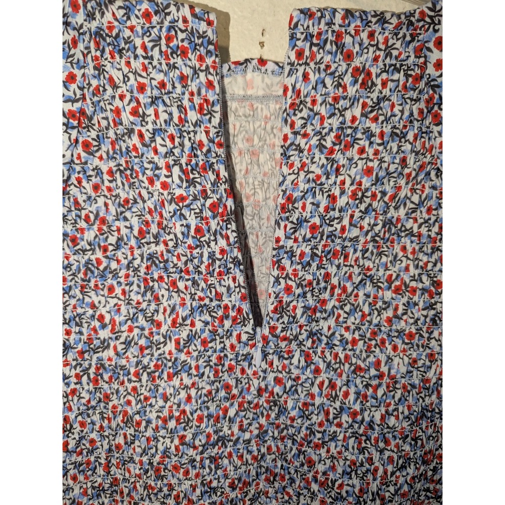 J.Crew Smocked Midi Meadow Dress in Poppy Womens XL Floral Cotton Puff Sleeve‎ - Picture 14 of 14